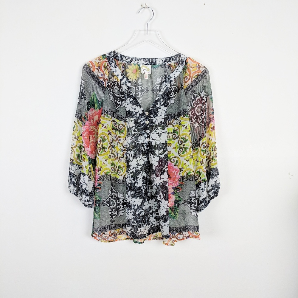 Fig and Flower Anthropologie Boho Peasant Blouse M